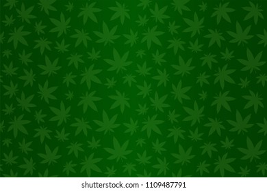 Beautiful green seamless green pattern with cannabis leaves