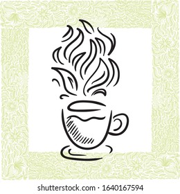Beautiful green tea cup. Vector illustration
