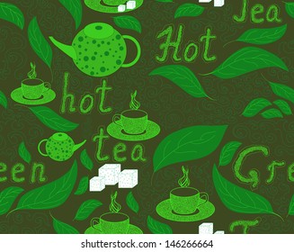 Beautiful Green tea seamless pattern
