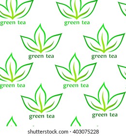Beautiful Green tea seamless pattern green leaf