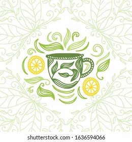 Beautiful green tea. Vector illustration