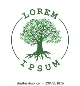 beautiful green tree, logo emblem template 