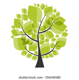 Beautiful Green Tree on a White Background Vector Illustration. EPS10