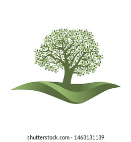 beautiful green tree, vector logo icon