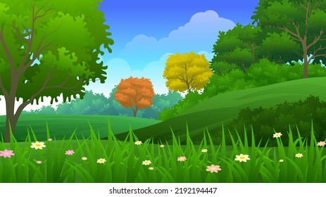 Beautiful green tropical forest or hill, Peaceful forest Scenery natural landscape