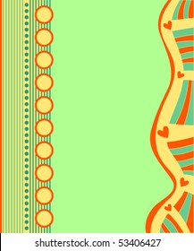 Beautiful green vector background with stripes, dots and hearts