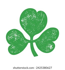 Beautiful green vector Irish Shamrock, grungy style