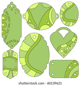 Beautiful green vector tags or labels collection over white background