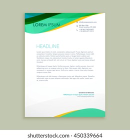beautiful green wave letterhead presentation