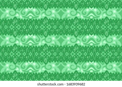 Hermoso fondo de tela verde con un patrón abstracto lineal oriental sin fisuras