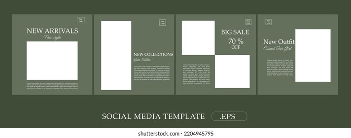 Beautiful green white Sale Social media post banner template bundle with editable vector