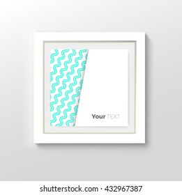 Beautiful Green and White Waves Illustration Artwork In a Bold Border Picture Frame for Your Wall  