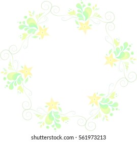 Beautiful green and yellow circular pattern with floral motifs for your design