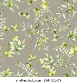 beautiful greenery leaves  seamless pattern design