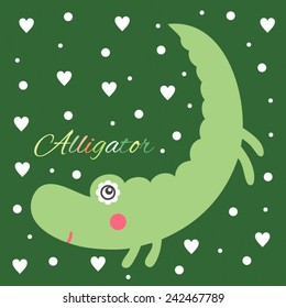 Beautiful greeting card with alligator