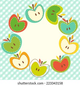 Beautiful greeting card with apple wreath.