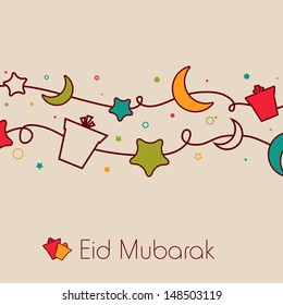 Beautiful greeting card or background for Muslim community festival Eid Mubarak.