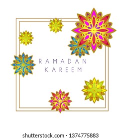 beautiful greeting card, backround or logo for ramadan kareem or muslim event with arabic calligraphy is mean peace