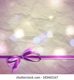 Beautiful greeting card with bow. 