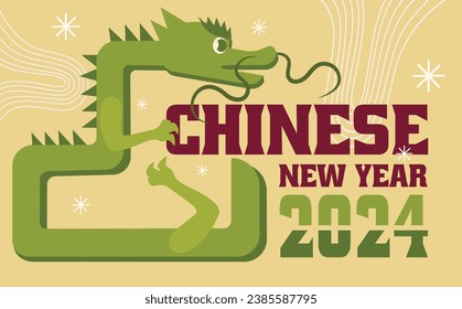 Beautiful greeting card for Chinese New Year with dragon and fig