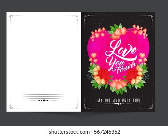 Beautiful greeting card with creative pink Heart and flowers for Happy Valentine's Day Celebration.