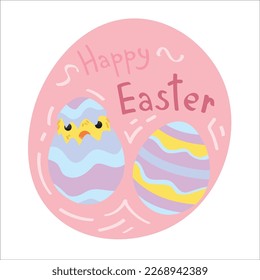 Beautiful greeting card with cute Easter chicken