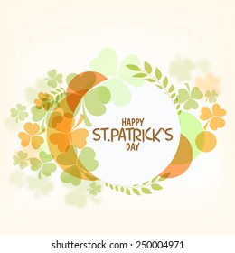 Beautiful greeting card decorated by colorful shamrock for Happy St. Patrick's Day celebration.