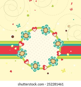 Beautiful greeting card decorated by red hearts and flowers for Happy Valentine's Day celebration.