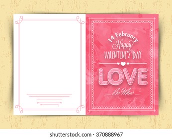 Beautiful greeting card design for 14th of February, Happy Valentine's Day celebration.