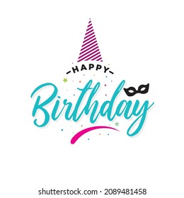 Beautiful Greeting Card Design for Birthday. Happy Birthday Wising Creative Template. Editable Illustration of Birthday Props.