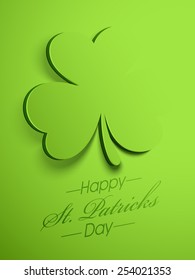 Beautiful greeting card design with creative shamrock leaf on green background for Happy St. Patrick's Day celebration.
