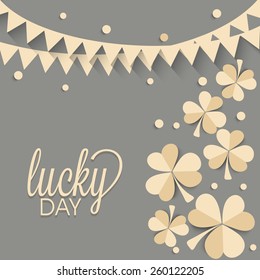 Beautiful greeting card design decorated with creative shamrock leaves and bunting for Lucky Day, Happy St. Patrick's Day celebration.