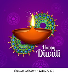Beautiful greeting card design for festival of diwali celebration.