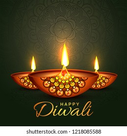 Beautiful Greeting Card Design Festival Diwali Stock Vector (Royalty ...