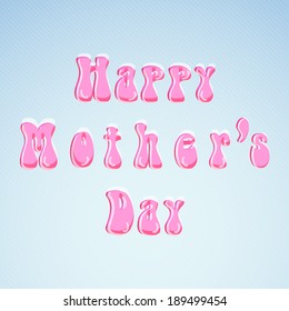 Beautiful greeting card design with glossy stylish text Happy Mother's Day in pink colour on blue background.