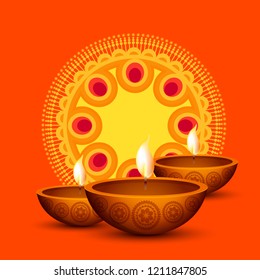 Beautiful Greeting Card Design For Happy Diwali Festival.