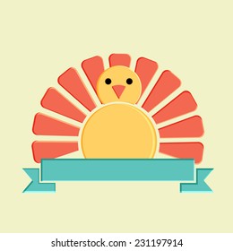 Beautiful greeting card design for Happy Thanksgiving Day celebrations with cute turkey bird design and space for your text. 