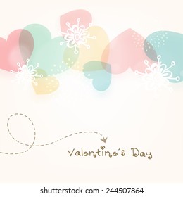 Beautiful greeting card design with hearts for Happy Valentines Day celebration.