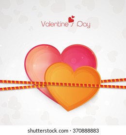 Beautiful greeting card design with shiny elegant hearts for Happy Valentine's Day celebration.