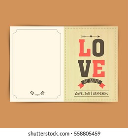 Beautiful greeting card design with text  Love for Valentine's Day Celebration.