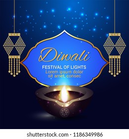 Beautiful greeting card for Diwali festival. Happy Diwali festival sale banner & background illustration. Diwali illustration for Diwali festival celebration in India..
