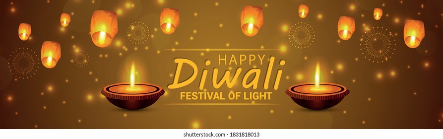 Beautiful greeting card for Diwali festival. Happy Diwali festival sale banner & background illustration. Diwali illustration for Diwali festival celebration in India