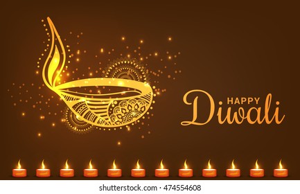 Beautiful greeting card for festival of diwali celebration.