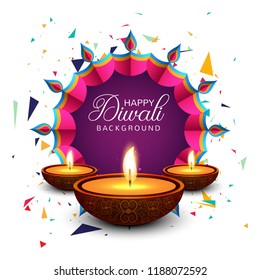 Beautiful Greeting Card For Festival Happy Diwali Background Vector