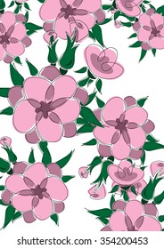 Beautiful greeting card of floral wreath and inspiration "Love you". Bright illustration, can be used as greeting card, invitations for wedding,birthday, cute summer background