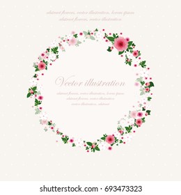 Beautiful greeting card with floral wreath. Can be used for wedding and birthday invitations and love cards