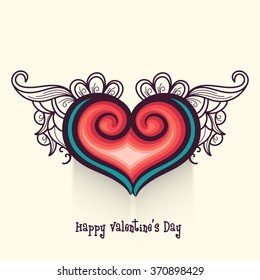 Beautiful greeting card with heart and floral design for Happy Valentine's Day celebration.