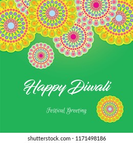 Beautiful greeting card for Hindu community festival Diwali / Happy Diwali - traditional Indian festival colorful background with lamp.