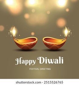 Hermosa tarjeta de felicitación para el festival de la comunidad hindú Diwali, ilustración de fondo del festival Happy Diwali, Diseño gráfico Diwali para la celebración del festival Diwali en la India.