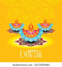 Beautiful greeting card for Hindu community festival Diwali, Happy Diwali festival background illustration, Diwali graphic design for Diwali festival celebration in India.